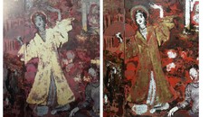 Những biến đổi lớn của bức tranh ‘Vườn xuân Trung Nam Bắc’ trước và sau khi được vệ sinh.