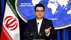 Người phát ngôn Bộ Ngoại giao Iran Abbas Mousavi phát biểu trong cuộc họp báo ở Tehran ngày 28/5/2019. Ảnh: AFP/ TTXVN