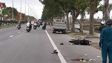 Hiện trường vụ tai nạn giao thông khiến một bé trai học lớp 6 tử vong ở Đà Nẵng vào mùng 3 tết. - Ảnh: Hải Hiếu