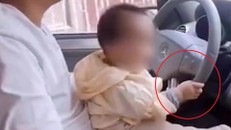 Cha bị phạt vì để em bé cầm vô lăng lái ôtô