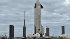 Nguyên mẫu SN10 ở Boca Chica. - Ảnh: NASA Spaceflight.