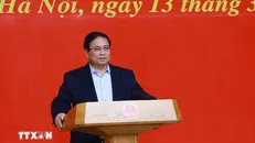 Thủ tướng Phạm Minh Chính chủ trì Phiên họp lần thứ tư của Tiểu Ban Kinh tế-xã hội. (Ảnh: Dương Giang/TTXVN)