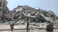 Tòa nhà bị sập tại thủ đô Bangkok, Thái Lan do ảnh hưởng từ trận động đất ở Myanmar. Ảnh: THX/TTXVN.