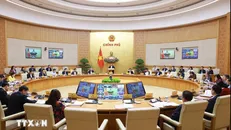 Thủ tướng Phạm Minh Chính chủ trì Phiên họp Chính phủ thường kỳ tháng 3 năm 2025. Ảnh: Dương Giang/TTXVN.