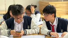 Học sinh miệt mài học và ôn tập chuẩn bị cho kỳ thi vào lớp 10 sắp tới. Ảnh: Phạm Mai/Vietnam+