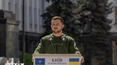 Tổng thống Ukraine Volodymyr Zelensky phát biểu tại thủ đô Kiev. Ảnh: AFP/TTXVN