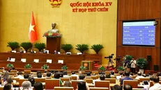 Quốc hội biểu quyết thông qua Nghị quyết của Quốc hội về cơ chế, chính sách phát triển kinh tế tư nhân. Ảnh: Doãn Tấn/TTXVN.