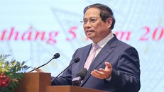 Thủ tướng Phạm Minh Chính phát biểu tại cuộc tọa đàm với doanh nghiệp về phát triển kinh tế tư nhân.