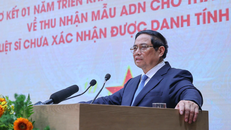 Thủ tướng Phạm Minh Chính phát biểu tại Hội nghị sơ kết công tác thu nhận mẫu ADN cho thân nhân liệt sỹ chưa xác định được danh tính trên toàn quốc.