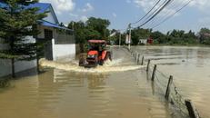 Nước vẫn tiếp tục lên cao tại thôn Trung Kiên xã Trung Giã, Hà Nội.
