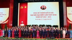 Tổng Bí thư Tô Lâm cùng các lãnh đạo, nguyên lãnh đạo Đảng và Nhà nước với các đại biểu dự Đại hội Đảng bộ thành phố Hà Nội lần thứ XVIII.