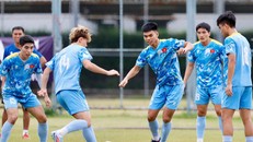 U22 Việt Nam tập luyện chuẩn bị cho trận gặp U22 Malaysia.