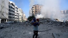 Tòa nhà bị phá hủy sau cuộc không kích của Israel tại Beirut, Liban, ngày 28/9/2024.