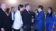 Lễ tiễn Thủ tướng Phạm Minh Chính và Phu nhân lên đường tham dự Hội nghị thượng đỉnh G20 tại Brazil và thăm chính thức Cộng hòa Dominicana. Ảnh: Dương Giang/TTXVN