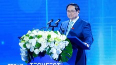 Thủ tướng Phạm Minh Chính phát biểu tại Ngày hội Khởi nghiệp đổi mới sáng tạo Quốc gia 2024. Ảnh: Dương Giang/TTXVN