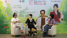 Khung cảnh buổi tọa đàm trực tuyến “Đi và viết khi ta còn trẻ”. Ảnh: Mỹ Hạnh