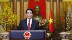 Chủ tịch nước Lương Cường chúc Tết cổ truyền Ất Tỵ 2025. Ảnh: Lâm Khánh - TTXVN