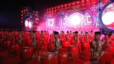 Màn trống khai hội Đền Trần Thái Bình. Ảnh: Vũ Quang/TTXVN