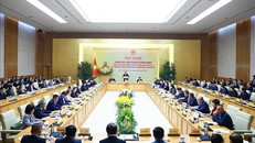 Hội nghị Thường trực Chính phủ gặp gỡ doanh nghiệp ngày 10/2/2025. Ảnh: Dương Giang/TTXVN