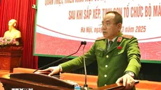 Thiếu tướng Nguyễn Thanh Tùng, Phó Giám đốc phụ trách điều hành Công an thành phố Hà Nội phát biểu tại hội nghị. Ảnh: TTXVN