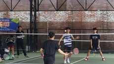 Bảng thi đấu cầu lông tại hội thao. Ảnh: Huyền My