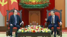 Tổng Bí thư Tô Lâm tiếp Đại sứ Liên bang Nga tại Việt Nam Gennady Bezdetko. Ảnh: Thống Nhất/TTXVN