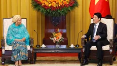 Chủ tịch nước Lương Cường tiếp Phó Tổng Thư ký Liên hợp quốc Amina Mohammed. Ảnh: Lâm Khánh/TTXVN