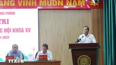 Ông Trần Lưu Quang, Bí thư Trung ương Đảng, Trưởng Ban Chính sách, chiến lược Trung ương phát biểu. Ảnh: Minh Thu/TTXVN