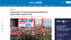 Báo Nikkei Asia của Nhật Bản đưa tin về niềm tự hào của người dân Việt Nam trong Lễ kỷ niệm 50 năm thống nhất đất nước ngày 30/4. 