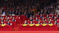 Các đồng chí lãnh đạo, nguyên lãnh đạo Đảng, Nhà nước và khách quốc tế tham dự lễ kỷ niệm.