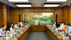 Đoàn đại biểu Quốc hội thành phố Hà Nội thảo luận ở tổ. Ảnh: Doãn Tấn