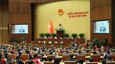 Chủ tịch Quốc hội Trần Thanh Mẫn phát biểu Khai mạc Kỳ họp thứ 9, Quốc hội khóa XV. Ảnh: An Đăng