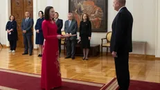 Đại sứ Việt Nam tại Bulgaria trình thư ủy nhiệm lên Tổng thống Bulgaria Rumen Radev. Ảnh: Việt Thắng