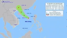 Hướng di chuyển của áp thấp nhiệt đới chiều 24/6. 