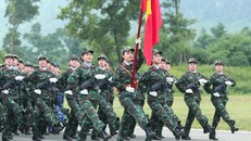 Khối nữ các lực lượng tham gia hợp luyện. Ảnh: Trọng Đức