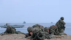 Lực lượng Thủy quân lục chiến Hàn Quốc tham gia một cuộc tập trận. Ảnh: Yonhap