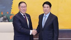 Chủ tịch nước Lương Cường tiếp ông Hyun Sang Cho, Chủ tịch Hội đồng Tư vấn kinh doanh APEC 2025, Phó Chủ tịch Tập đoàn Hyosung (Hàn Quốc). Ảnh: Lâm Khánh