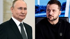 Tổng thống Nga Vladimir Putin và Tổng thống Ukraine Volodymyr Zelensky. Ảnh: Getty