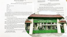 Bản cam kết (trái), Nội quy Bảo vệ bí mật nhà nước của trường THPT Vĩnh Lộc (phải) và trường THPT Vĩnh Lộc (ảnh nhỏ). 