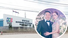 Đoàn Di Băng cùng chồng Nguyễn Quốc Vũ (ảnh nhỏ) và Nhà máy sản xuất E.B.C (tại Khu công nghiệp Giang Điền, Đồng Nai). 