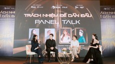 Từ trái qua: Bà Đào Thị Nương – Chi hội trưởng KLIC tại phiên Thảo luận cùng các Nhà sáng tạo nội dung Long Chun, Phương Oanh Daily và Đan Chi