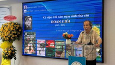 Nhà thơ Nguyễn Quang Thiều, Chủ tịch Hội Nhà văn Việt Nam phát biểu tại lễ kỷ niệm 100 năm ngày sinh nhà văn Đoàn Giỏi (1925 – 2025)