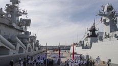 Cuộc tập trận hải quân chung giữa Nam Phi, Trung Quốc và Nga. Ảnh: SCMP.