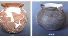 Những chiếc bình thời nhà Thương (khoảng 1600 TCN-1046 TCN) được khai quật từ Di chỉ làng Gucheng ở tỉnh Vân Nam. Ảnh: Globaltimes.