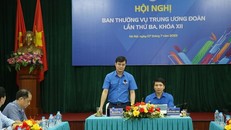 Ông Bùi Quang Huy - Ủy viên dự khuyết Trung ương Đảng, Bí thư thứ nhất Trung ương Đoàn và ông Nguyễn Ngọc Lương - Bí thư thường trực Trung ương Đoàn, Chủ tịch Hội Liên hiệp Thanh niên Việt Nam chủ trì Hội nghị.