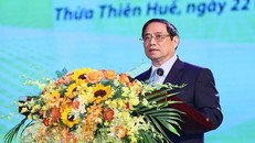 Thủ tướng Phạm Minh Chính phát biểu tại Hội nghị Biểu dương Người có công với Cách mạng Tiêu biểu Toàn quốc năm 2023. Ảnh: Dương Giang/TTXVN.