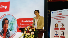 Bà Brenda Candries, Đại diện Phái đoàn Liên minh Châu tại Việt Nam, phát biểu tại hội thảo.