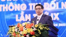 Thủ tướng Phạm Minh Chính phát biểu tại Lễ trao Giải thưởng toàn quốc về thông tin đối ngoại lần thứ IX. Ảnh: Dương Giang/TTXVN.