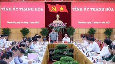 Thủ tướng Phạm Minh Chính làm việc với lãnh đạo chủ chốt tỉnh Thanh Hóa. Ảnh: Dương Giang/TTXVN.