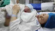 Bé trai Trần Hữu Nghị chào đời tại Bệnh viện Phụ sản Trung ương. Ảnh: TTXVN. 